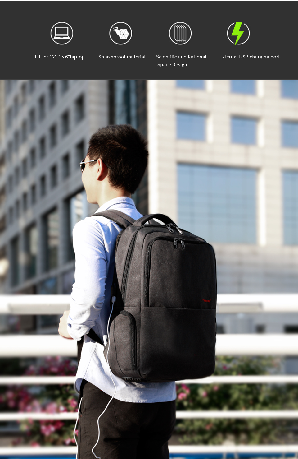 Men's Anti Theft Splashproof Laptop Backpack